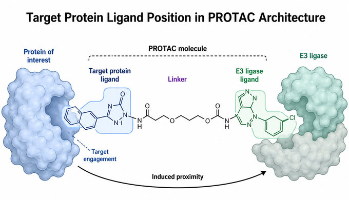 Target protein ligand position in PROTAC architecture